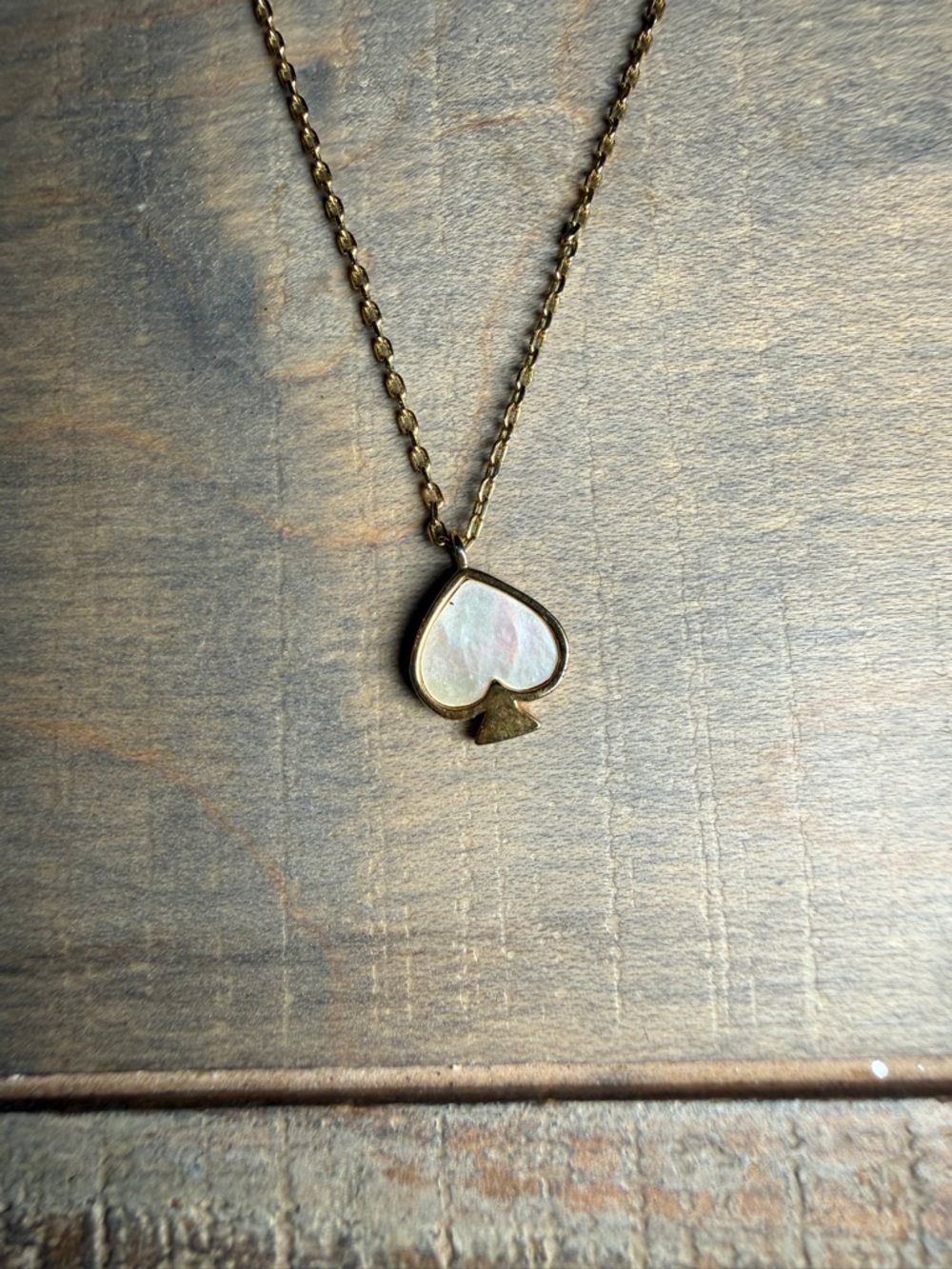 kate spade Gold-Tone Spade Pendant Necklace with Mother-of-Pearl Inlay
